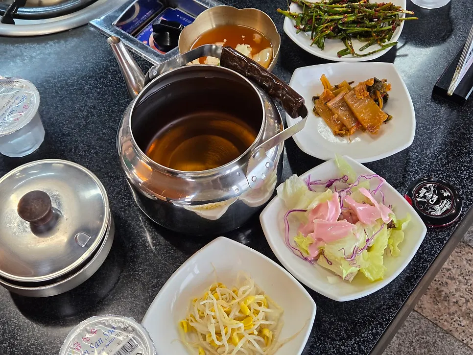 Neat basic side-dish spread at Jeonju House