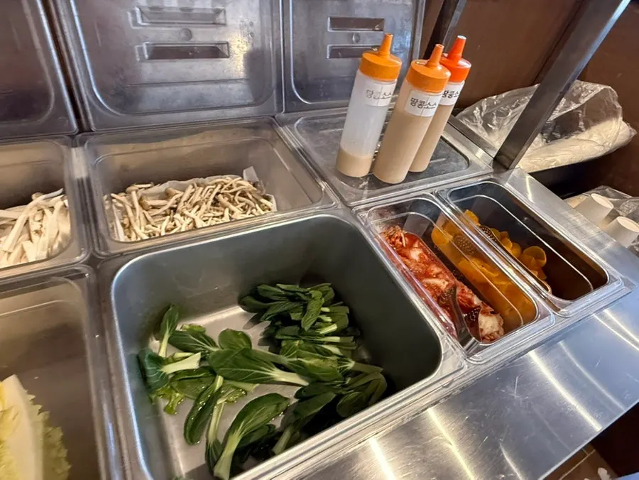 All-you-can-eat mushroom corner at the self-serve bar