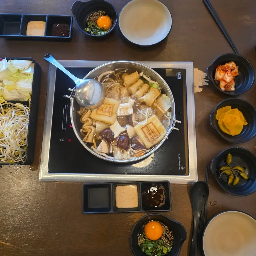 Plate of vegetables and mushrooms from the self-bar
