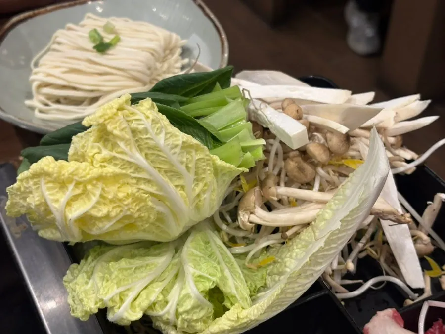 Plate of extra vegetables brought over from the self-bar