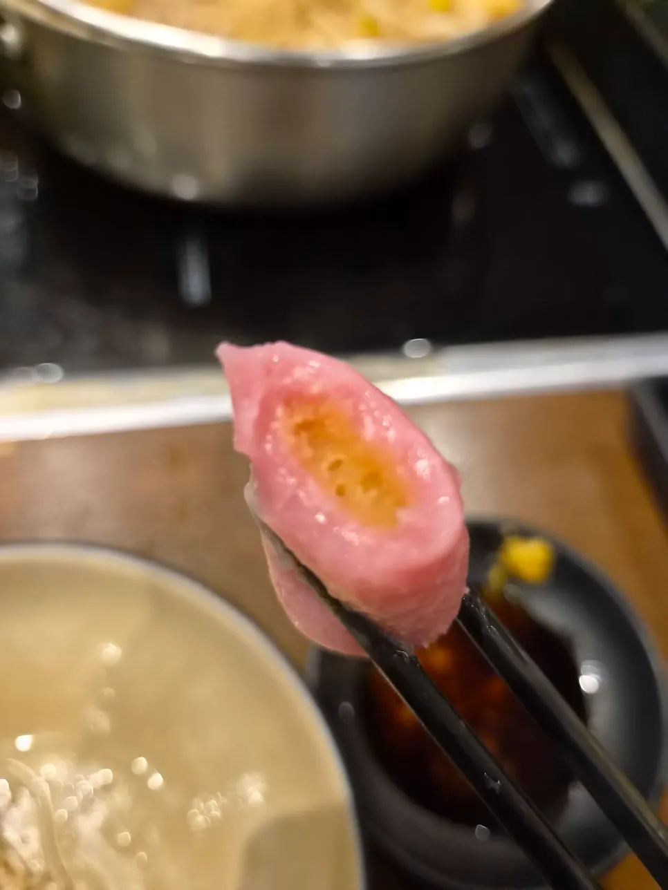 Rice cake with sweet filling inside