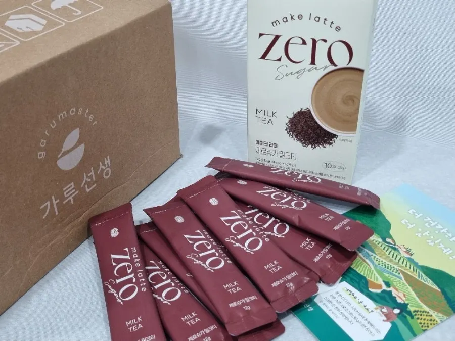 Nhãn thành phần trên bao bì gói trà sữa zero đường