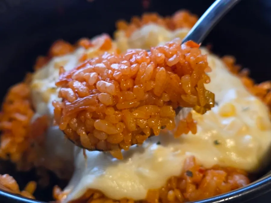 A spicy spoonful of kimchi fried rice